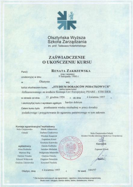 certyfikat księgowy